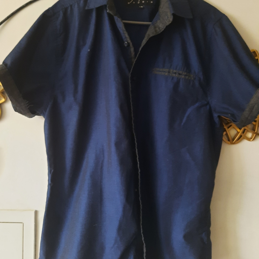 Casual Button Down Shirt in Navy Blue